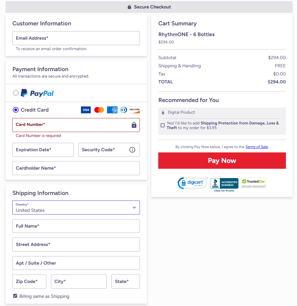 RhythmONE order form